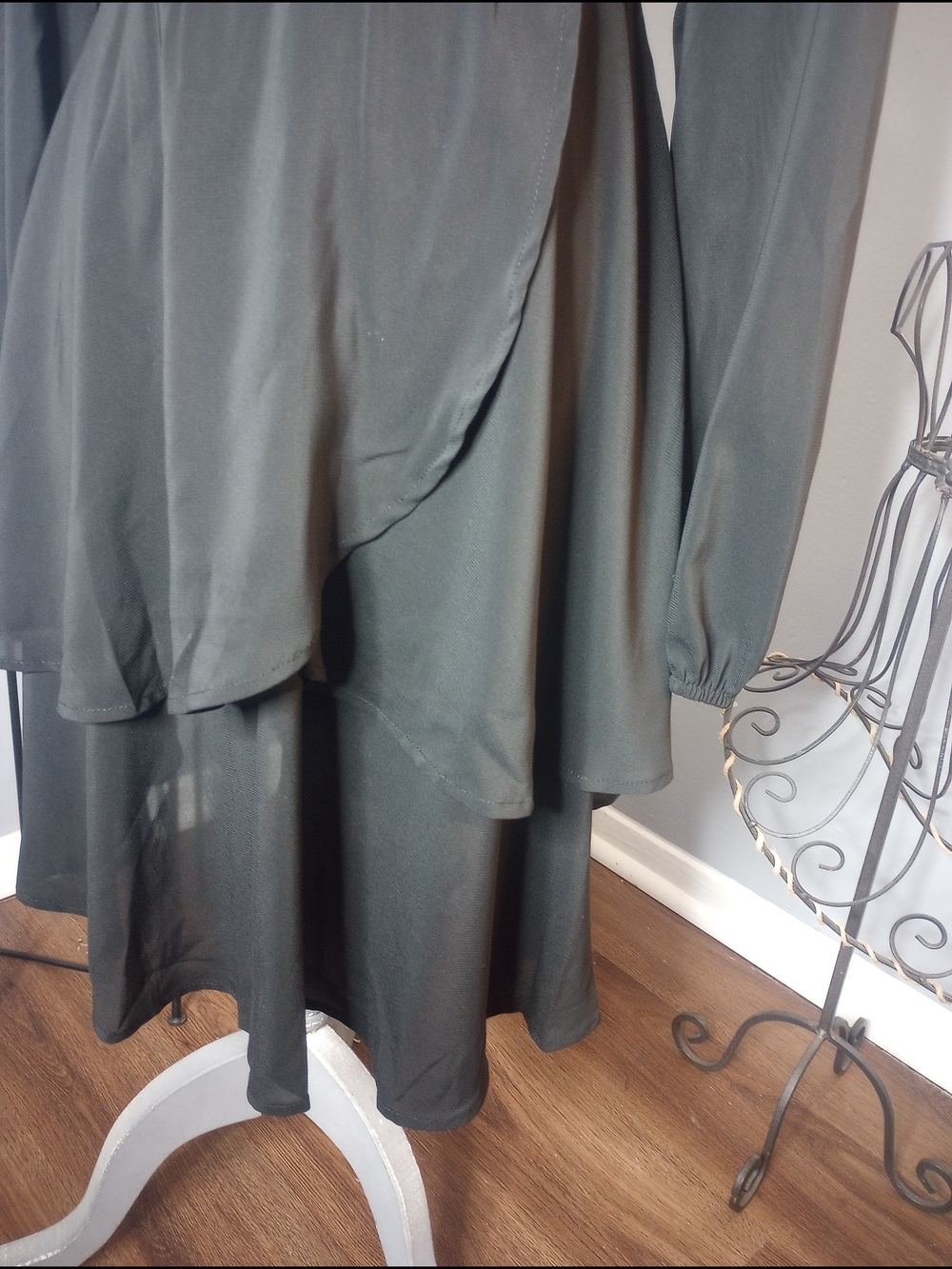 Women's Black Long Sleeve Wrap Dress - Classic Elegant Style - Picture 4 of 7